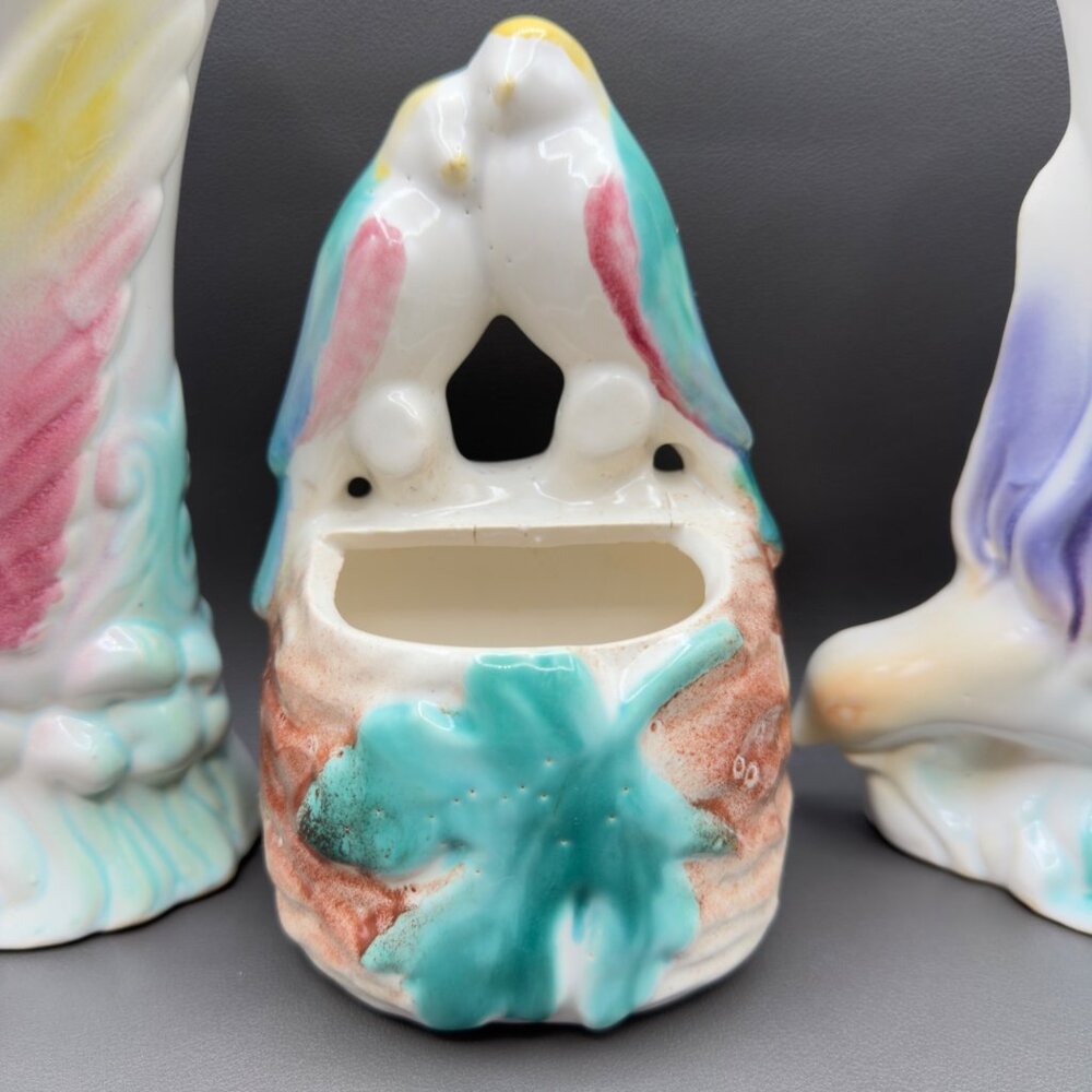 Vintage Wall Pockets Vase Planter Morton Art Pottery Bird of Paradise Pastels - Picture 3 of 16